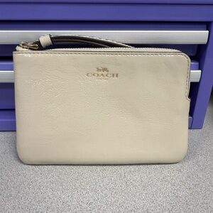 Coach Cream Patent Leather Wristlet